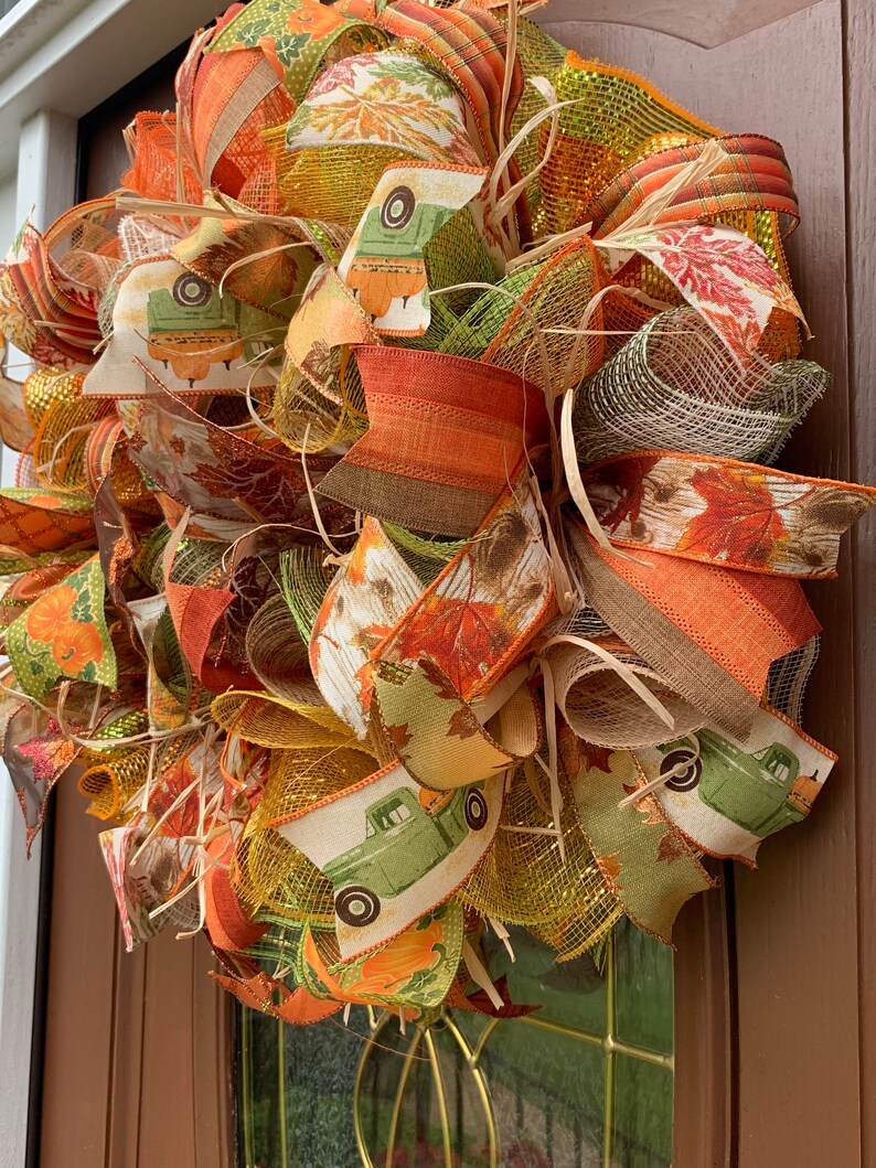 Fall Wreath,Fall Wreath for front door,Harvest Wreath,Welcome Fall Wreath,Autumn Centerpiece,Thanksgiving Deco Wreath,Fall Table Arrangement