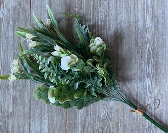 Faux Fern Eucalyptus Greenery Filler: Farmhouse Floral Bush (22"), Mixed Spray