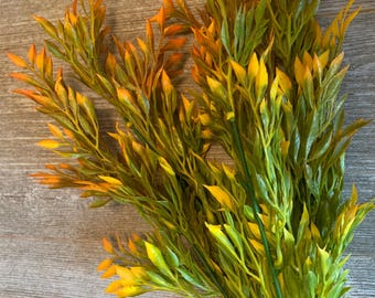 Autumn Orange Leaf Bush: Fall Floral Arrangement Filler, 5 Stems, Spray for Flower Decoration