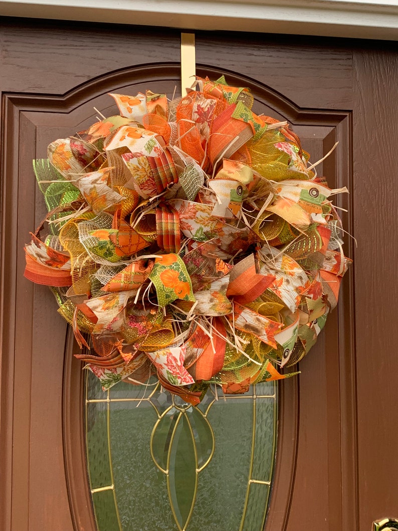 Fall Wreath,Fall Wreath for front door,Harvest Wreath,Welcome Fall Wreath,Autumn Centerpiece,Thanksgiving Deco Wreath,Fall Table Arrangement