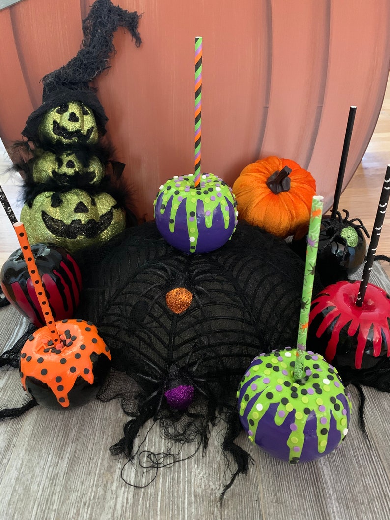 Faux Halloween candy apple realistic candy apple fake