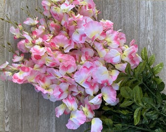 Faux Light Pink Wisteria Bush: 5-Stem Floral Pick