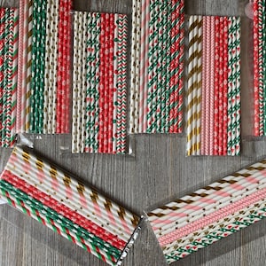Christmas Paper Straws: Festive Holiday Party Decor (12 Pack), Fake Bake Supplies