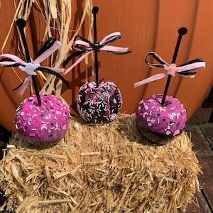 Fake Halloween Candy Corn Apples, Faux Candy Apple, Realistic Candy Apple, Halloween Displays, Wreath Embellishments, Halloween Decor,
