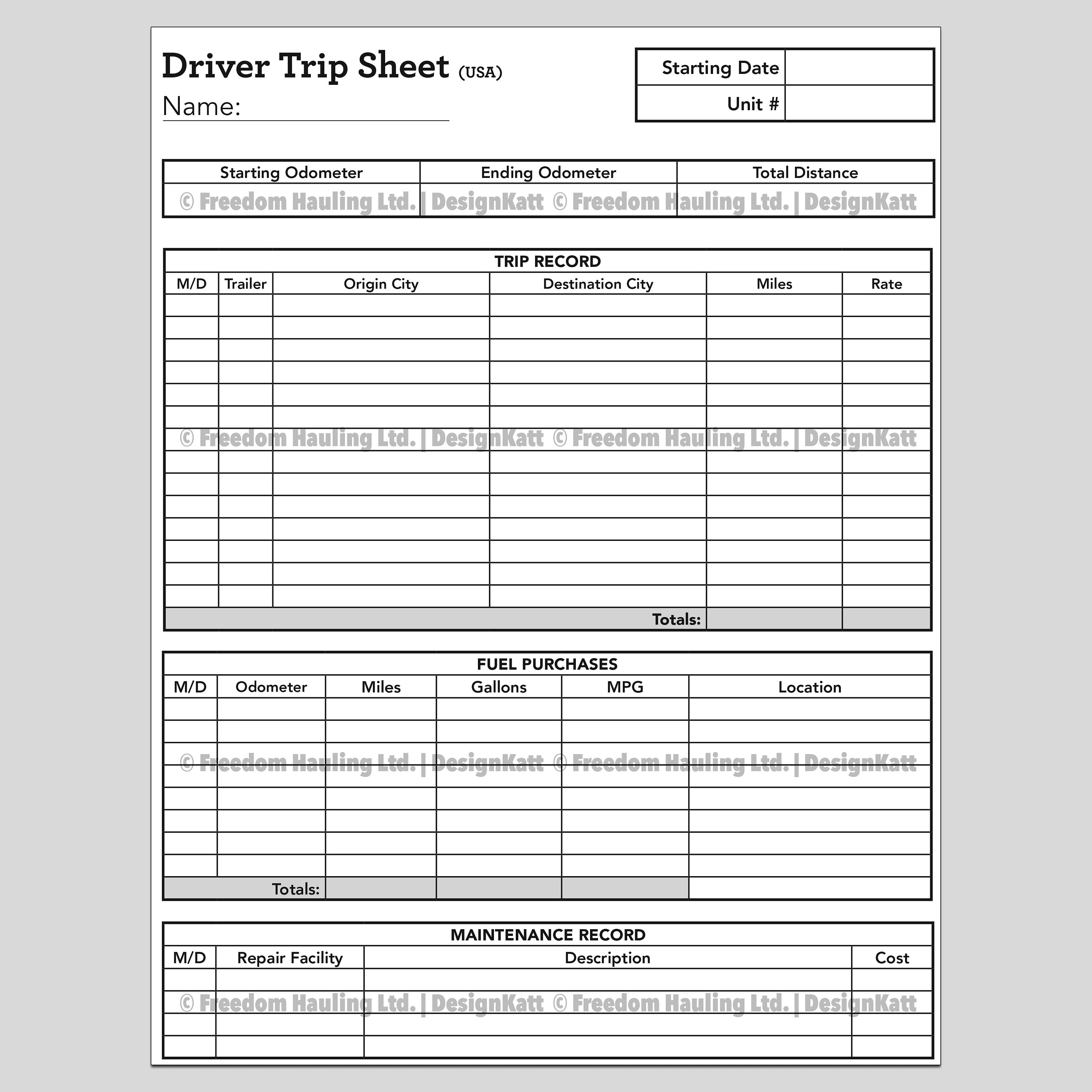 truck-driver-trip-sheet-usa-trucker-trip-sheet-imperial-etsy