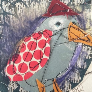 Carte vierge / carte sans texte avec enveloppe / carte de fête / carte de vœux / carte d'anniversaire / 5X7 avec enveloppe oiseau chapeau