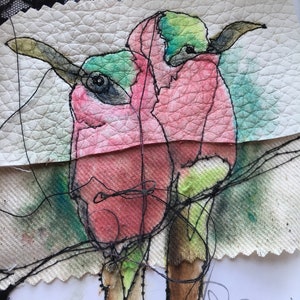 Carte vierge / carte sans texte avec enveloppe / carte de fête / carte de vœux / carte d'anniversaire / 5X7 avec enveloppe oiseaux rose