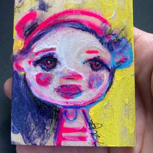 Original work of Arts-V / miniature art on wood / painting on wood panel / handmade work / contemporary painting image 7