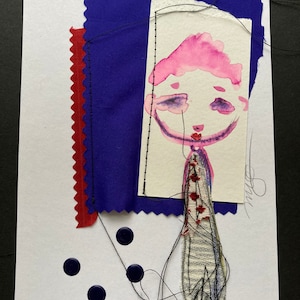 Arts-V original artwork/ original work Arts-V / 5X7 unframed work / mixed media art/ textile Art