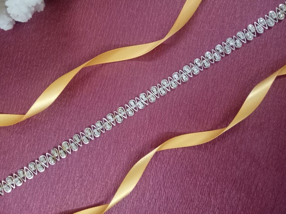 3/8 Inch Wide,hook Closure,silver Crystal Belt,gold Silver  display picture 2