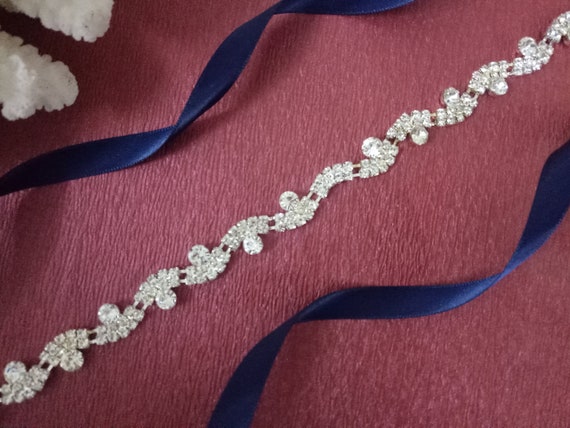 Silver color belt rhinestone closure Czsycdsf Bridal Belts for Wedding Dress, Glitter Silver  main image 4