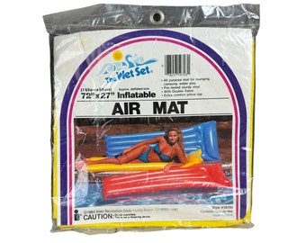 Vintage NOS The Wet Set Inflatable Vinyl Air Mat Pool Float 72" x 27"