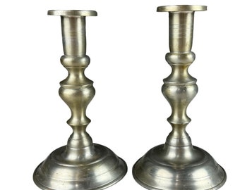 Vintage Woodbury Pewterers Pewter 7" Candlestick Holders Lot of 2