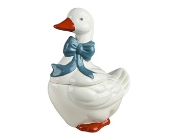 Vintage Mother Goose Duck Ceramic Cookie Jar Canister Cottagecore