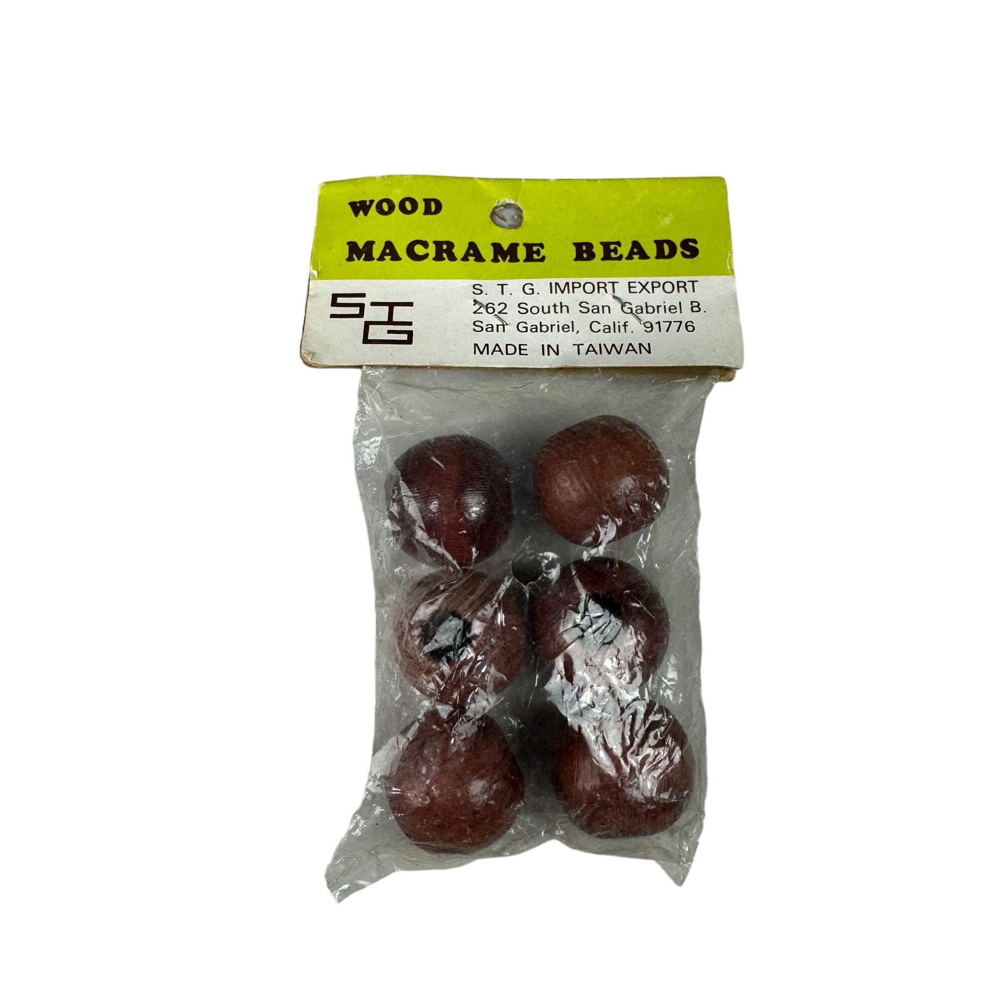 Lot De 9 Perles Artisanales Vintage En Bois Jaune – Pour Macramé Et Bijoux