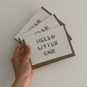 Hallo kleintje Multipack - Alfabet Art Animal Nieuwe Babykaart - Handgemaakt - Nieuwe babyjongenskaart - Nieuwe babymeisjeskaart - Kaart voor nieuwe baby
