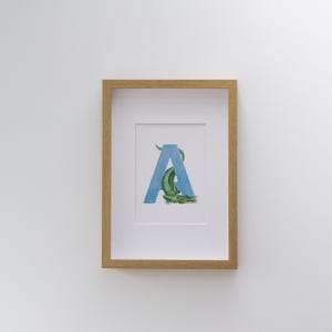 Impressão de letras de animais pintadas à mão, A5, arte do alfabeto de animais, arte de berçário infantil, novo presente de bebê, arte de decoração de quarto personalizada para meninos e meninas