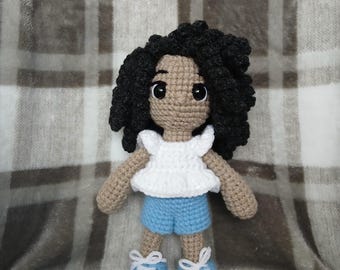 Curly hair crochet doll