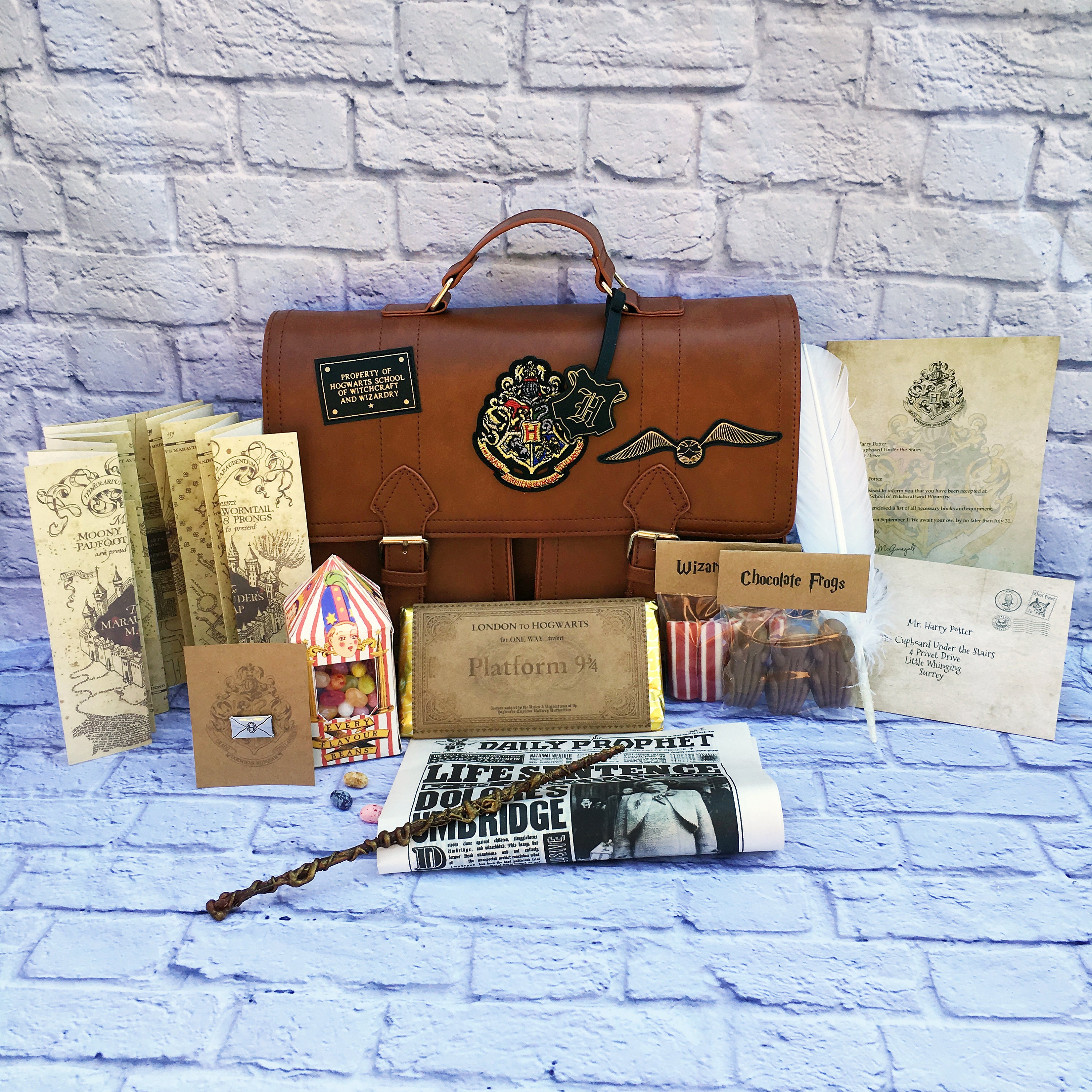 More Harry Potter Personalised Set Acceptance Letter Maps Wand Quill Bag Card