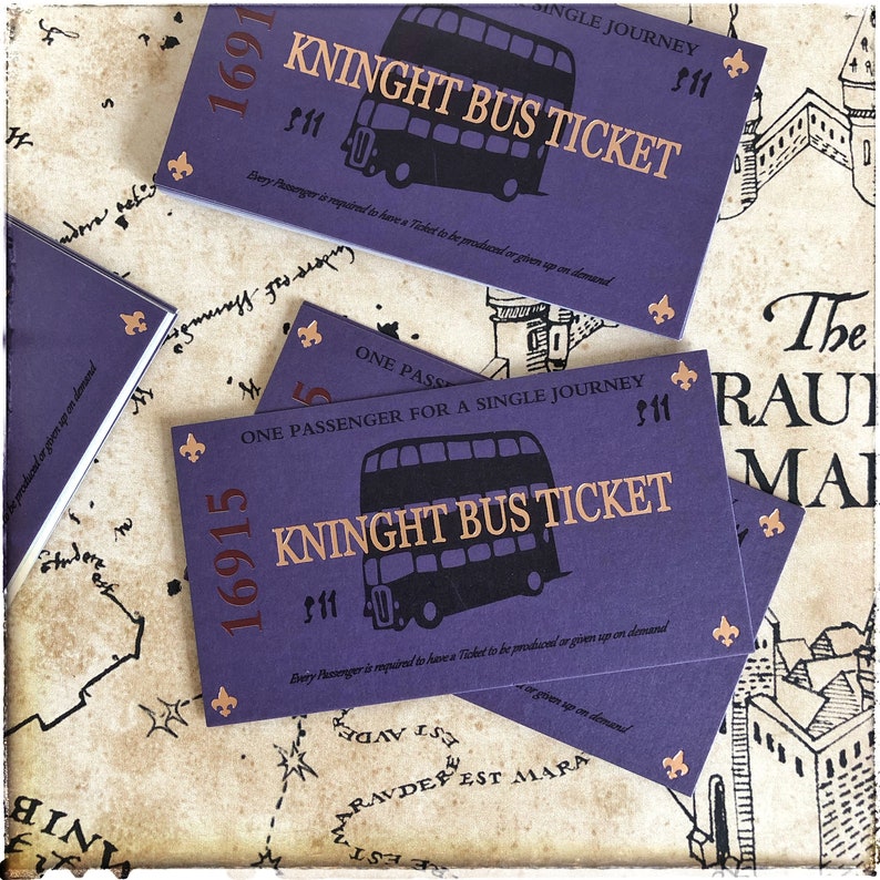 Harry Potter Hogwarts Knight Bus Ticket Knight Bus Harry Etsy