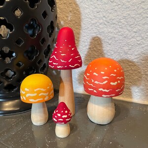 Whimsical Mushroom Decor Hand painted Wood