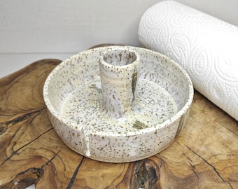 Handmade Speckled Ceramic Paper Towel Holder, Kitchen Countertop