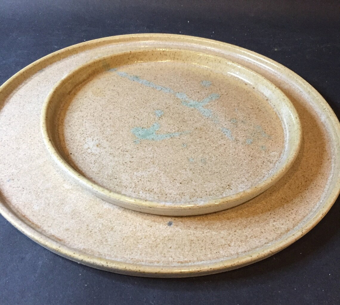 Beige Ceramic Dinner Set Dinner Plate and Side Plate Cream Etsy