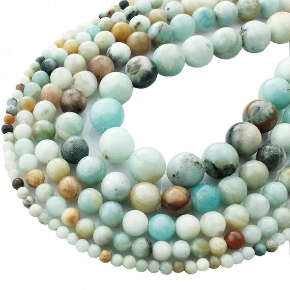 Amazonite Natural Stone Mixed Color Beads Round Shape Diy Etsy Ireland