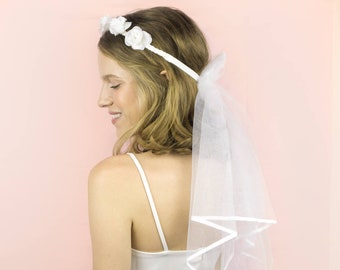 Bachelorette Party Veil - Boho Flower Crown Veil | Bridal Veil | Wedding Veil, Bridal Shower Favor + Engagement Decor