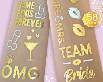 Bachelorette Party Flash Tattoos - Team Bride, Same Penis Forever | Bachelorette Party Favor | Bachelorette Party Decorations | Hen Party