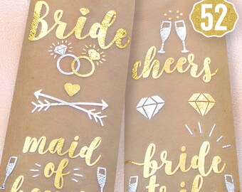 52 Bachelorette Party Flash Tattoos | Bride Tribe Favors | Bridesmaid Gift | Bachelorette Tattoos | Bridal Shower | Engagement Decoration