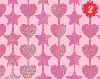 xo, Fetti Pink Star + Heart Foil Curtain - Set of 2 | Birthday Party, Bachelorette Fringe Backdrop,Photo Booth Decorations,Preppy Bday Decor