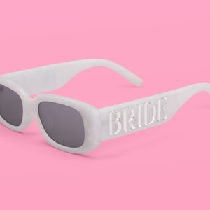 xo, Fetti Bride Sunglasses - White + Silver Marble | Bachelorette Party Sunnies, Engagement Gift, Bridal Shower Accessory, Bridesmaid Favors