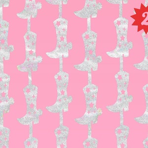 xo, Cortina de papel de aluminio iridiscente con diseño de botas vaqueras Fetti - Juego de 2 / Decoraciones para despedidas de soltera, Fotomatón de cumpleaños de vaquera, Último rodeo, Vaquero