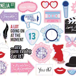 xo, Fetti Eras Party Photo Props - 26 count | Bachelorette Backdrop, Concert Birthday Party Photo Booth, Birthday Background Decorations