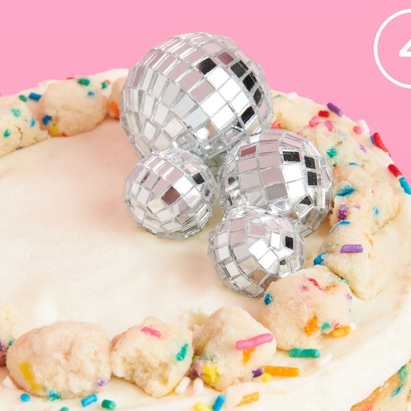 Disco Ball Cake Topper - 4 Pieces | Birthday Supplies, Birthday Cake Decoration, Last Disco Bachelorette Party Bday Cupcake Decor