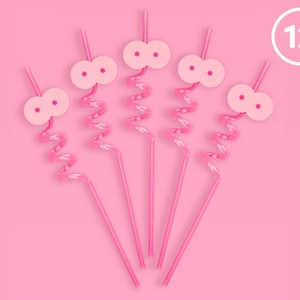 xo, Fetti Boob Party Reusable Straw Set - 12 pc | LGBTQ Lesbian Bachelorette, Boob Job Party Decorations, Funny Breast Implant Supplies