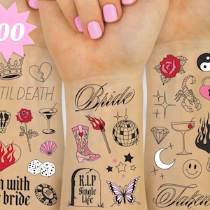 xo, Fetti Realistic Bachelorette Temporary Tattoos - 100 Foil Styles | Bach Party Decoration, Bridesmaid Favor, Bride to Be Gift + Shower