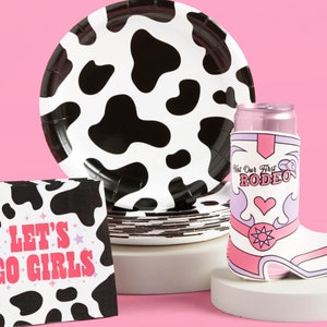 xo, Fetti Birthday Party Bundle - 58 pcs, Rodeo Cow Print Plates, Napkins + Koozies | Birthday Supplies, Last Rodeo Bachelorette Decorations