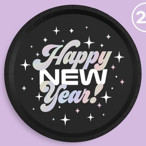 xo, Fetti New Years Eve 2024 Plates - 25 pk, 9&quot; | NYE 2024 Party Decorations, Happy New Years Disposable Supplies, Cool Holiday Plate