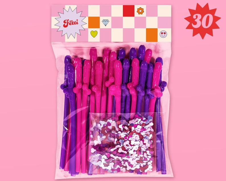 xo, Fetti Penis Straws Penis Confetti 30 pcs Bachelorette Party Bachelorette Party Decorations Naughty Decor, Bach Party Favors image 8