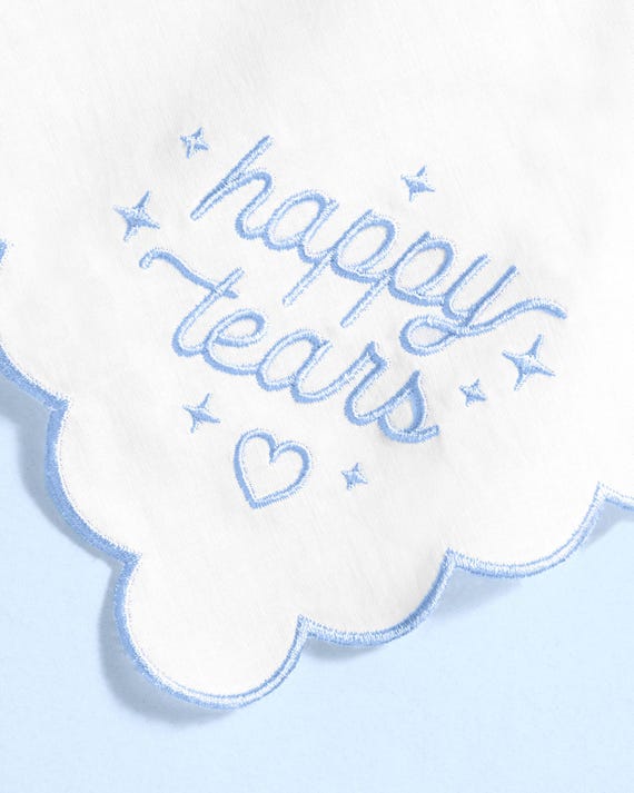 thumbnail image 2 of Wedding Happy Tears Handkerchief - Embroidered Something Blue Keepsake For Bridal Party 2 of 10