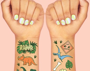 Dinosaur Temporary Tattoos, Kids Temporary Tattoos Dinosaur Birthday Party  Supplies, Dinosaur Party Favors, T-rex Decorations, Dino Stickers 