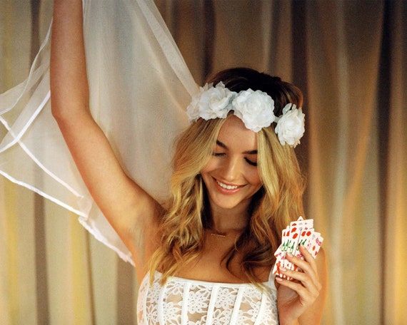 Bachelorette Party Veil - Boho Flower Crown Veil | Bridal Veil | Wedding  Veil