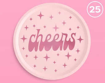 xo, Fetti Cheers Plates - 25 pcs | Bachelorette Party Decorations, Birthday Party Decor, Baby Shower Supplies, Bridal Tableware