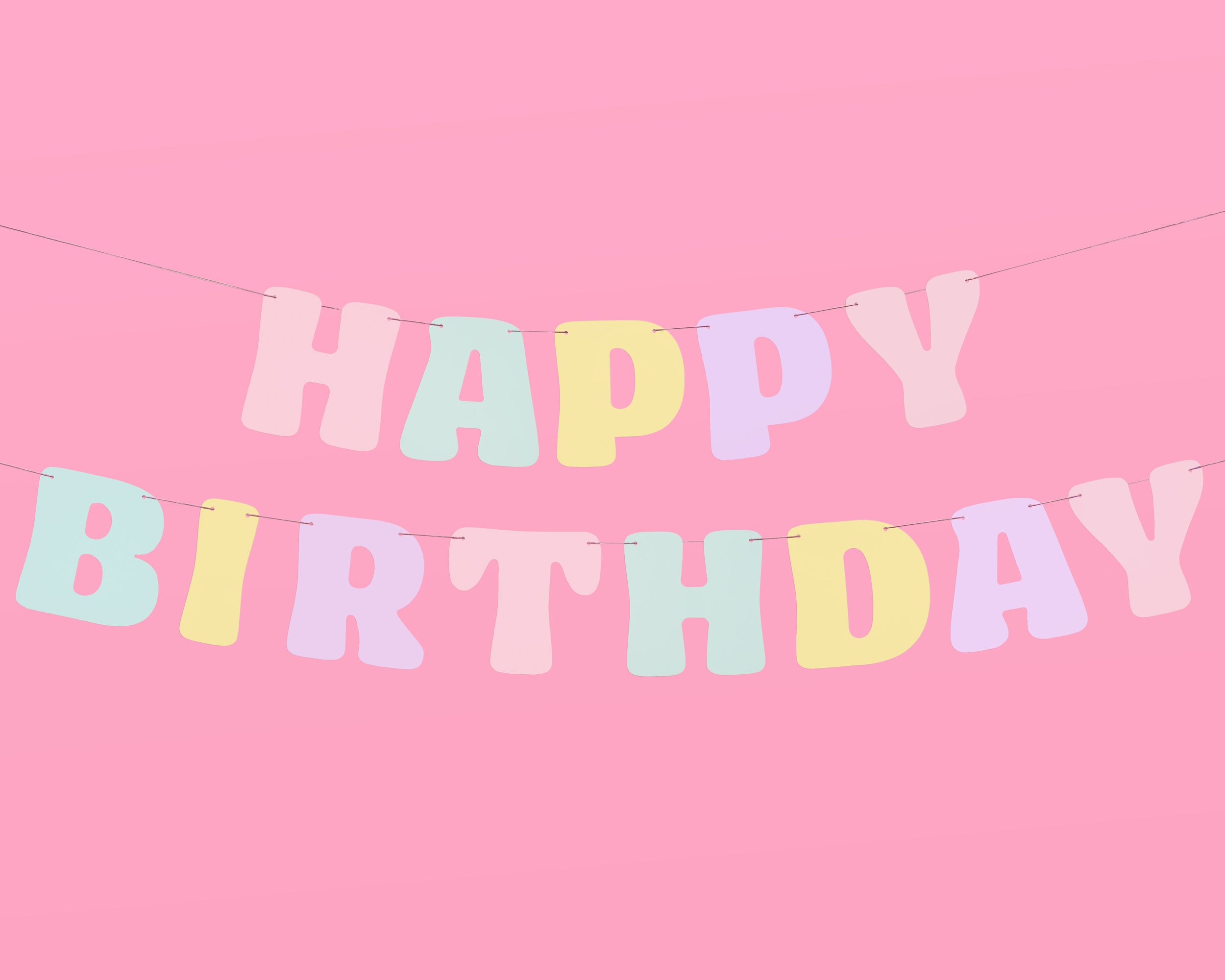 xo, Fetti Pastel Happy Birthday Banner - 1 Piece | Rainbow Bday Party Decorations, Cute Birthday Decor, Sweet 16, 21st