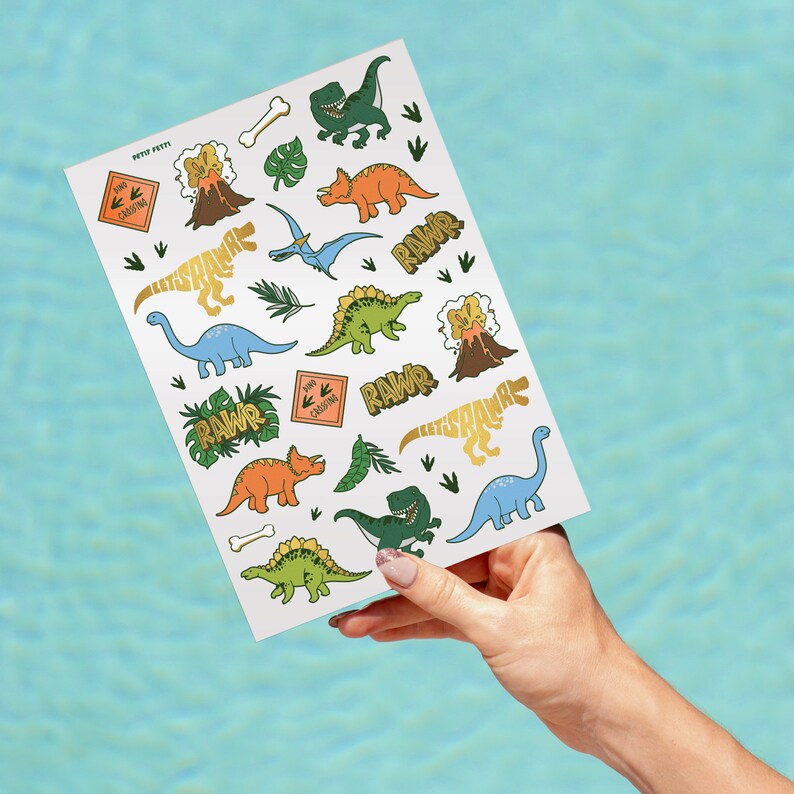 Dinosaur Temporary Tattoos Kids Temporary Tattoos Dinosaur Etsy