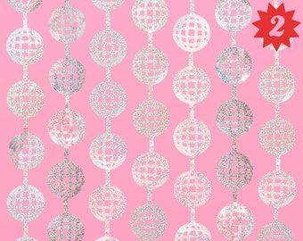 xo, Fetti Disco Ball Foil Curtain Bachelorette Party Decorations - Set of 2 | Last Disco Backdrop, 70s Birthday Photo Booth, Groovy