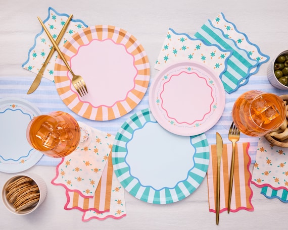 xo, Fetti Italian Summer Napkins and Plates | 56 pcs | Bachelorette Party Decorations, Birthday Dinner Supplies, Baby Shower Tablescape