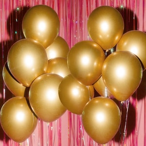 Gold Chrome Balloons - 25 pk, 12&quot; | Bachelorette Party Decorations, Bridal Shower Supplies, Birthday Party, Engagement Latex Balloons